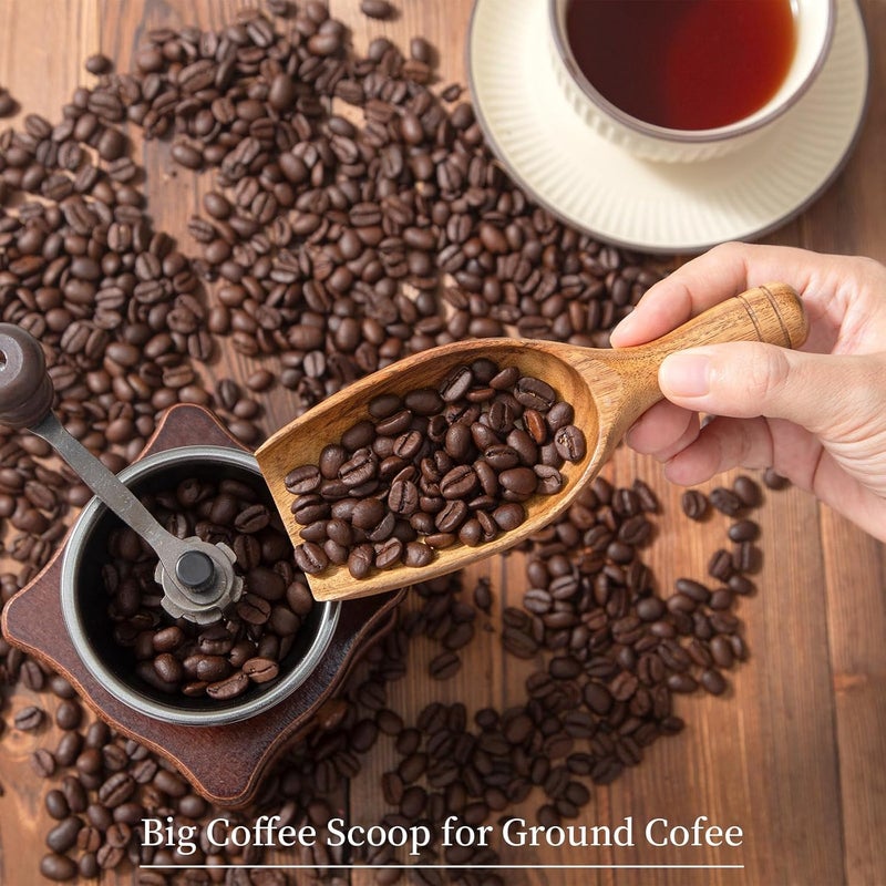 Lebami Big Wooden Coffee Scoop, 2pcs Large Coffee Scoops for Ground Coffee Beans, Acacia Wood Shovel Spoons Multipurpose for Jars Canisters,Kitchen Scooping Tool Salts Spice Pepper Powder Tea Shovels - Image 3